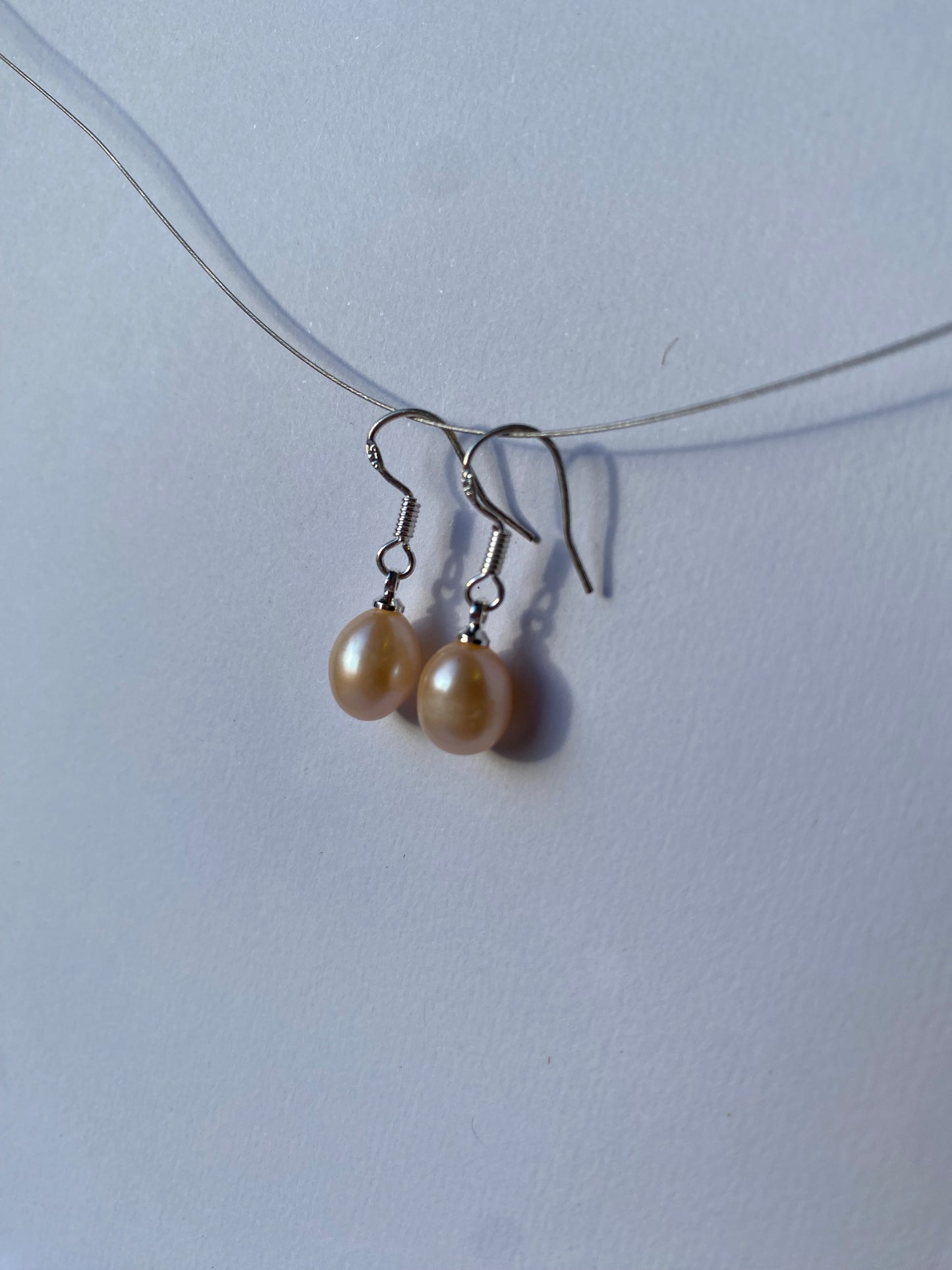 Øredobber gammelrosa perle sølv